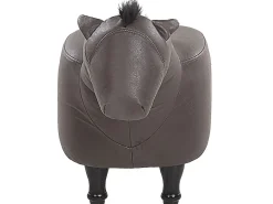 Tamborete Em Pele Sintetica Castanho Escuro Horse