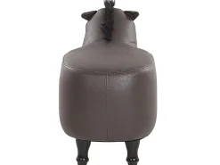 Tamborete Em Pele Sintetica Castanho Escuro Horse