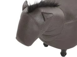 Tamborete Em Pele Sintetica Castanho Escuro Horse