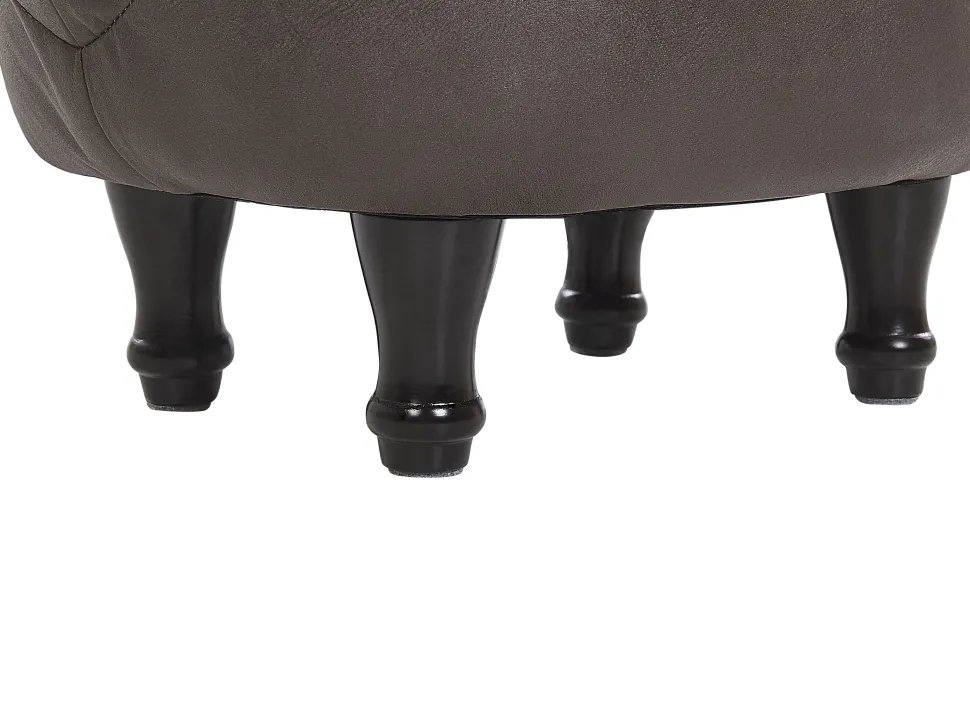 Tamborete Em Pele Sintetica Castanho Escuro Horse