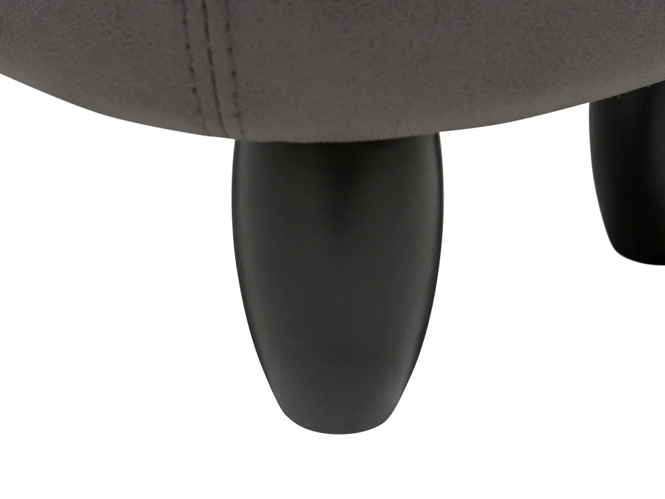 Tamborete Em Pele Sintetica Cinzenta Escura Com Arrumação Rhino