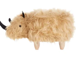 Tamborete Em Pele Sintetica Cor De Areia Woolly