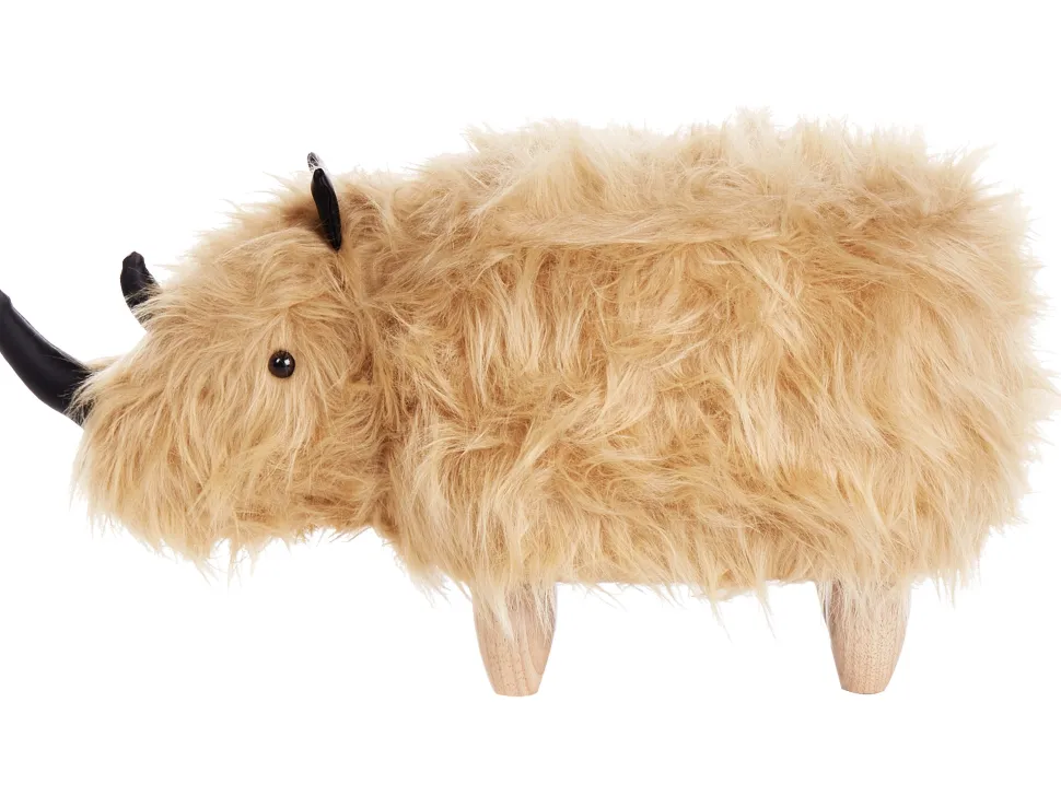 Tamborete Em Pele Sintetica Cor De Areia Woolly