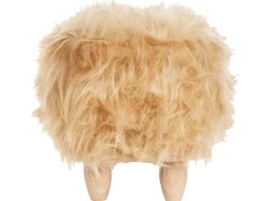 Tamborete Em Pele Sintetica Cor De Areia Woolly