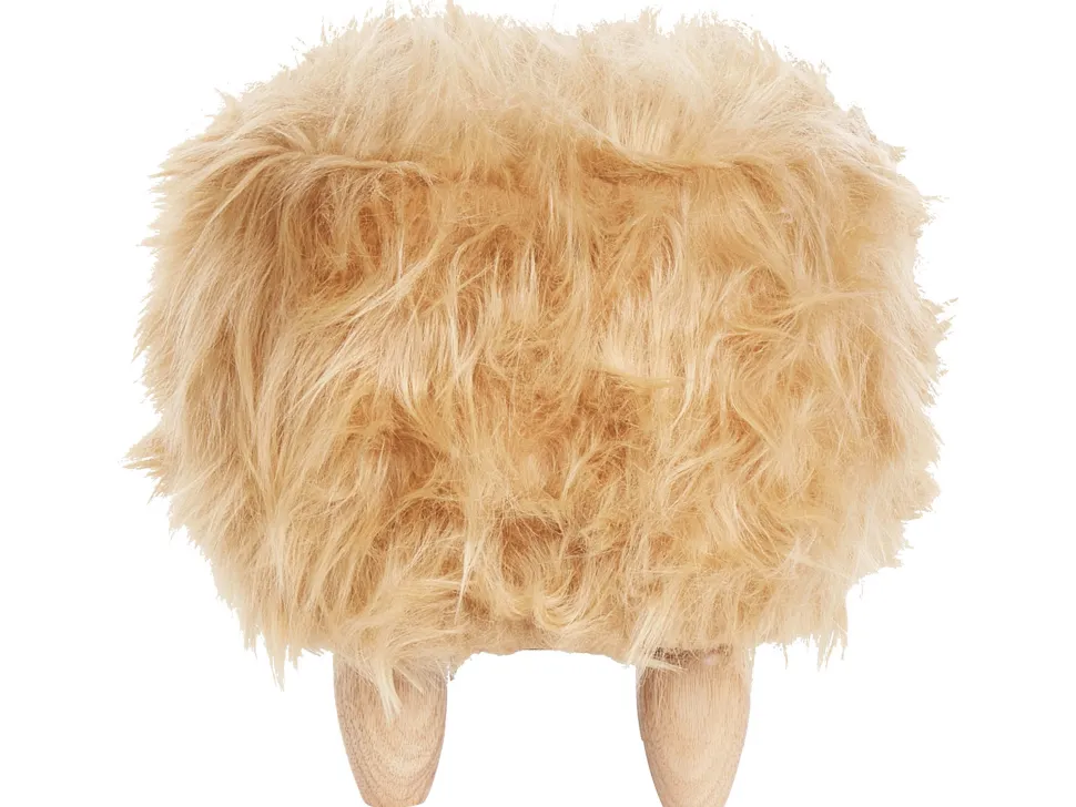 Tamborete Em Pele Sintetica Cor De Areia Woolly