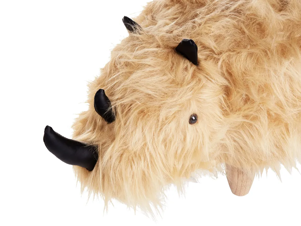 Tamborete Em Pele Sintetica Cor De Areia Woolly