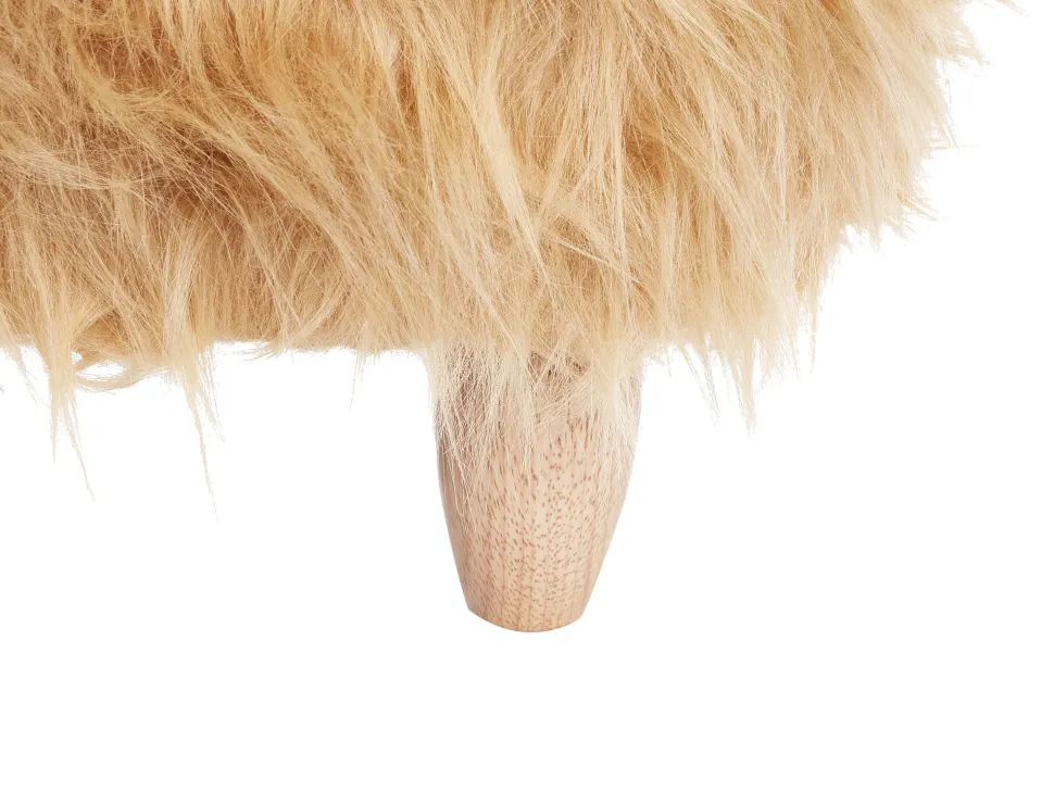 Tamborete Em Pele Sintetica Cor De Areia Woolly