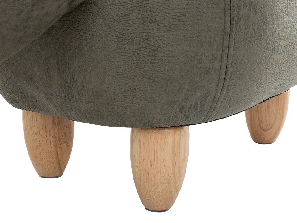 Tamborete Em Pele Sintetica Verde Escuro Com Arrumação Triceratops