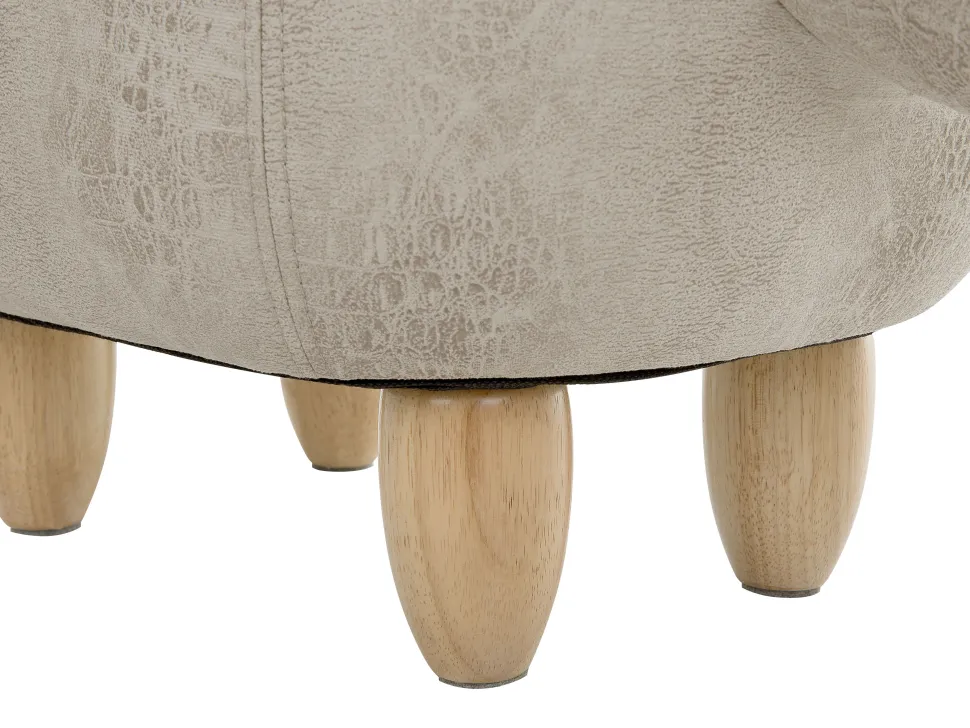 Tamborete Em Pele Sintetica Cinzento Claro Com Arrumação Triceratops