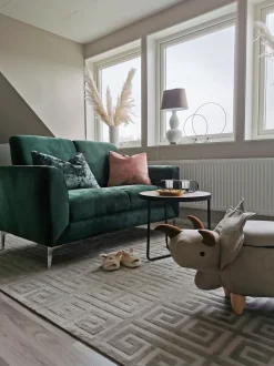 Tamborete Em Pele Sintetica Cinzento Claro Com Arrumação Triceratops