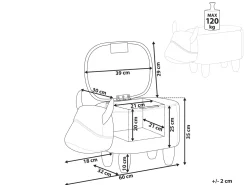 Tamborete Em Pele Sintetica Castanha Clara Com Arrumação Cow