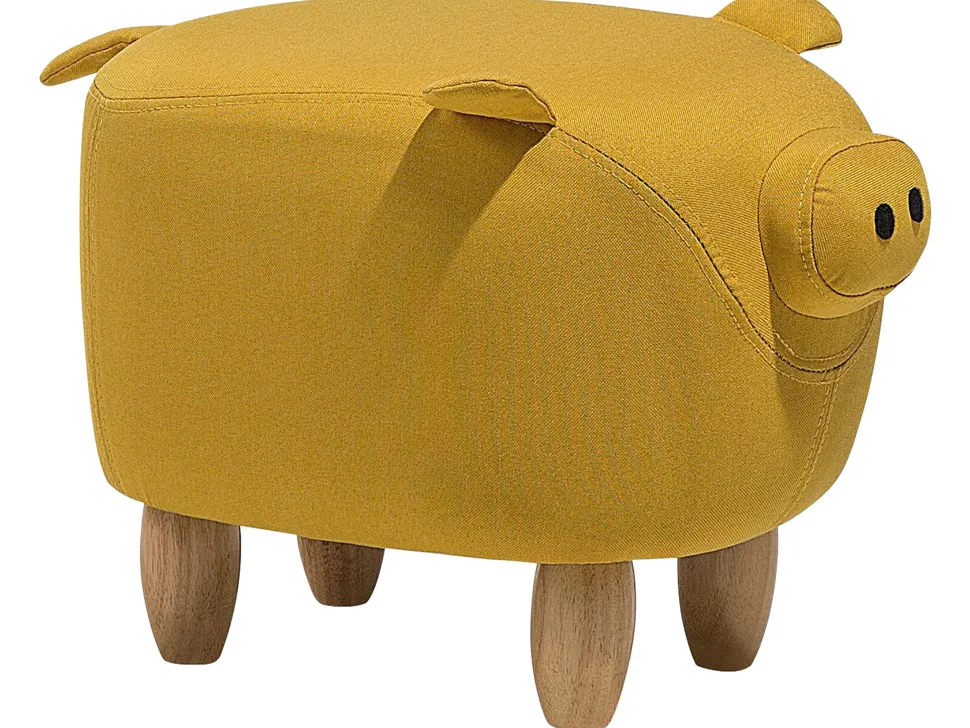Tamborete Em Tecido Amarelo Piggy