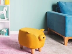 Tamborete Em Tecido Amarelo Piggy