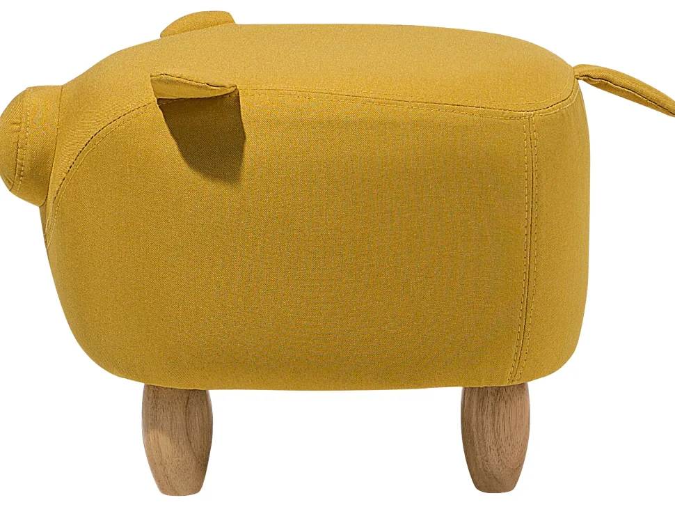Tamborete Em Tecido Amarelo Piggy