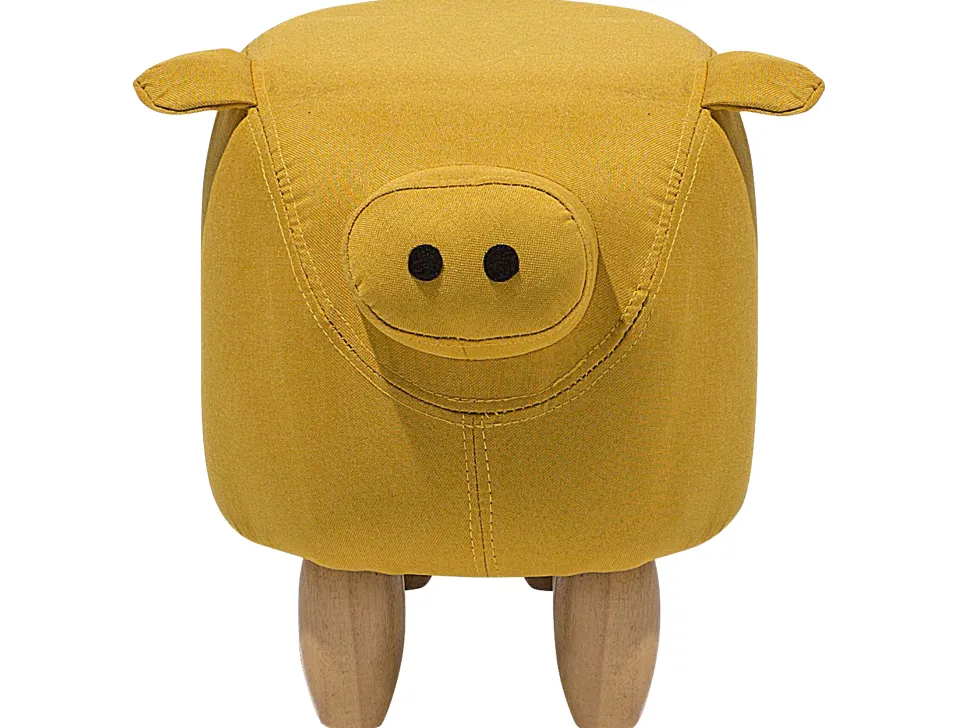 Tamborete Em Tecido Amarelo Piggy