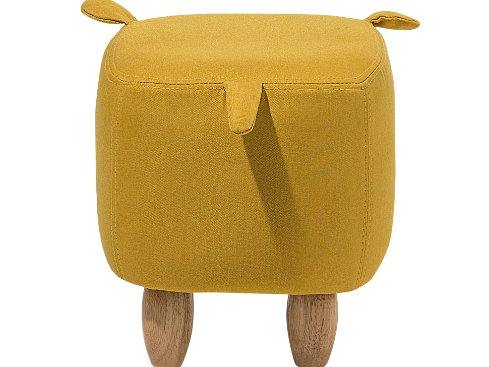 Tamborete Em Tecido Amarelo Piggy