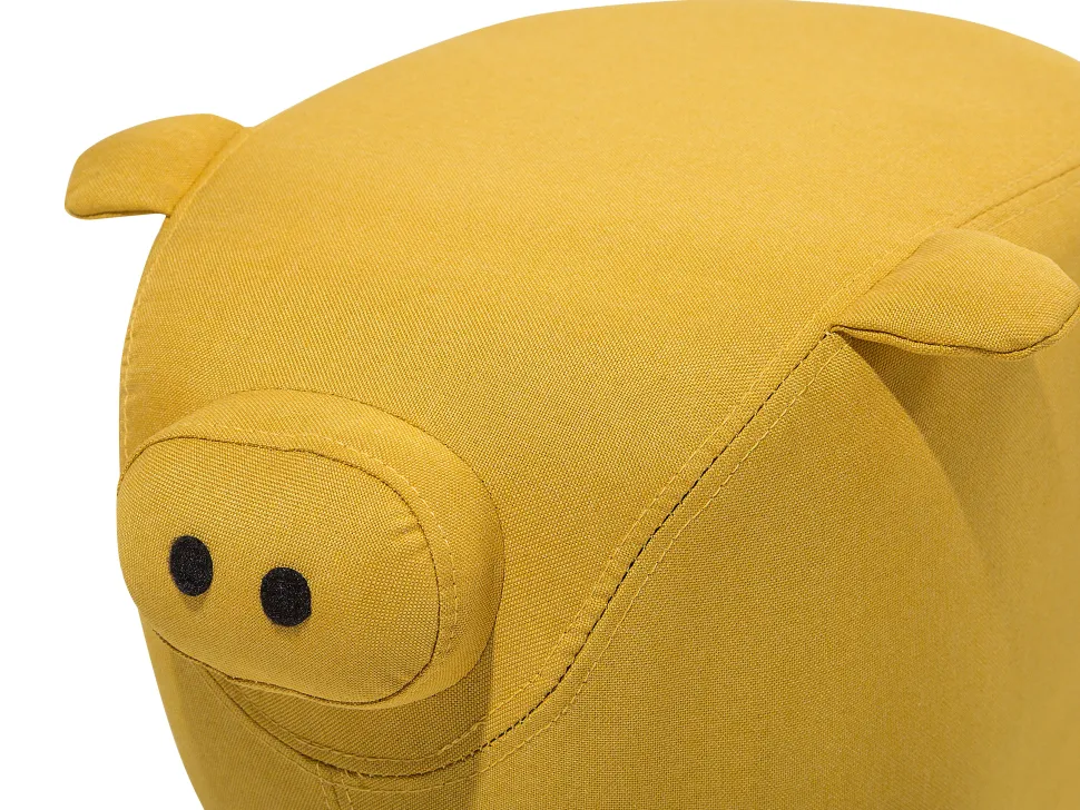Tamborete Em Tecido Amarelo Piggy