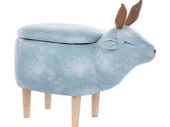 Tamborete Em Tecido Azul Claro Com Arrumação Reindeer