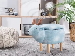 Tamborete Em Tecido Azul Claro Com Arrumação Reindeer