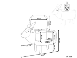 Tamborete Em Tecido Azul Claro Com Arrumação Reindeer