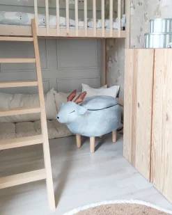 Tamborete Em Tecido Azul Claro Com Arrumação Reindeer