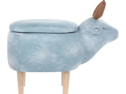 Tamborete Em Tecido Azul Claro Com Arrumação Reindeer