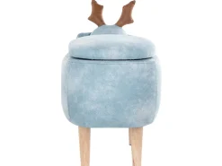 Tamborete Em Tecido Azul Claro Com Arrumação Reindeer