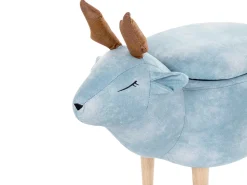 Tamborete Em Tecido Azul Claro Com Arrumação Reindeer