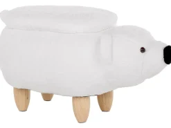 Tamborete Em Tecido Branco Com Arrumação Bear