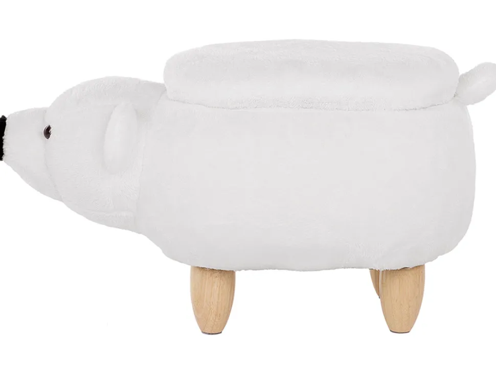 Tamborete Em Tecido Branco Com Arrumação Bear