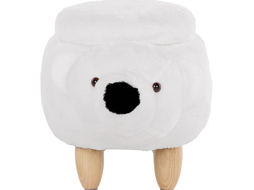 Tamborete Em Tecido Branco Com Arrumação Bear
