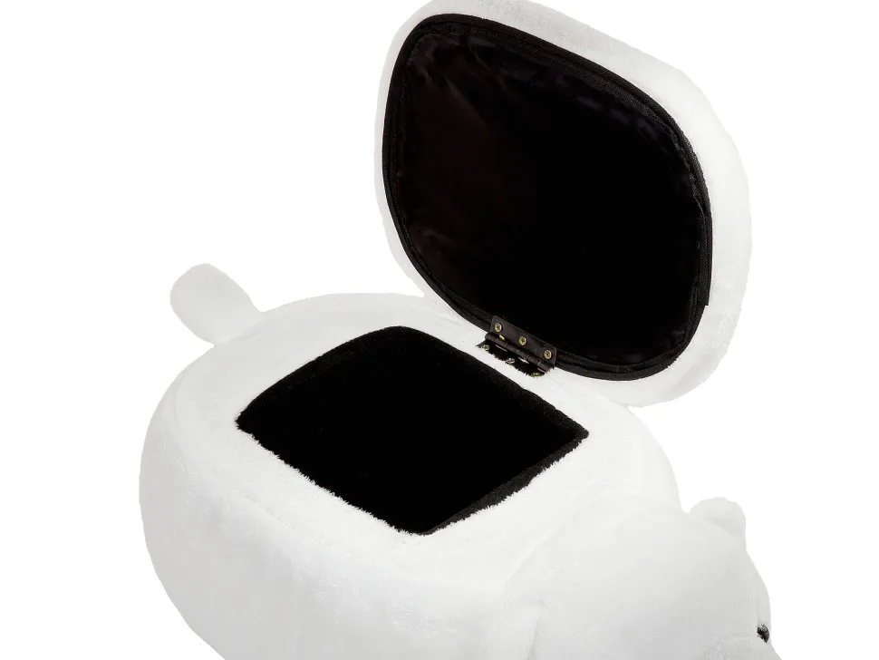 Tamborete Em Tecido Branco Com Arrumação Bear