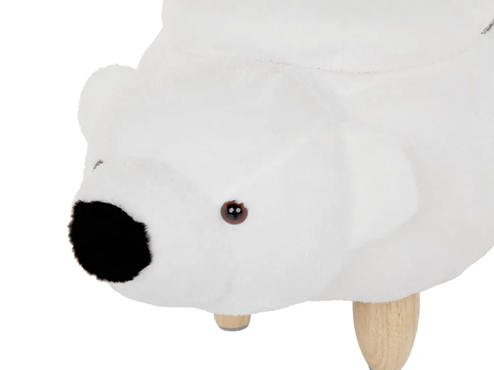 Tamborete Em Tecido Branco Com Arrumação Bear