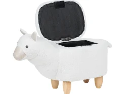 Tamborete Em Tecido Branco Com Arrumação Alpaca