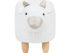 Tamborete Em Tecido Branco Com Arrumação Alpaca