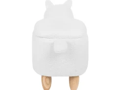 Tamborete Em Tecido Branco Com Arrumação Alpaca