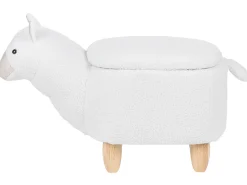 Tamborete Em Tecido Branco Com Arrumação Alpaca