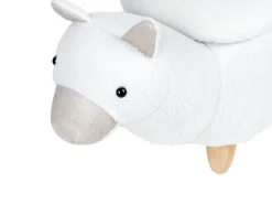 Tamborete Em Tecido Branco Com Arrumação Alpaca