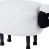 Tamborete Em Tecido Branco Com Arrumação Sheep