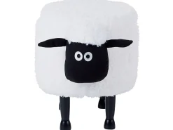 Tamborete Em Tecido Branco Com Arrumação Sheep