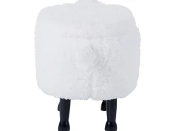 Tamborete Em Tecido Branco Com Arrumação Sheep