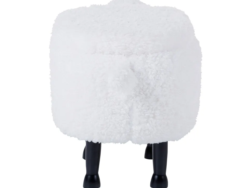 Tamborete Em Tecido Branco Com Arrumação Sheep