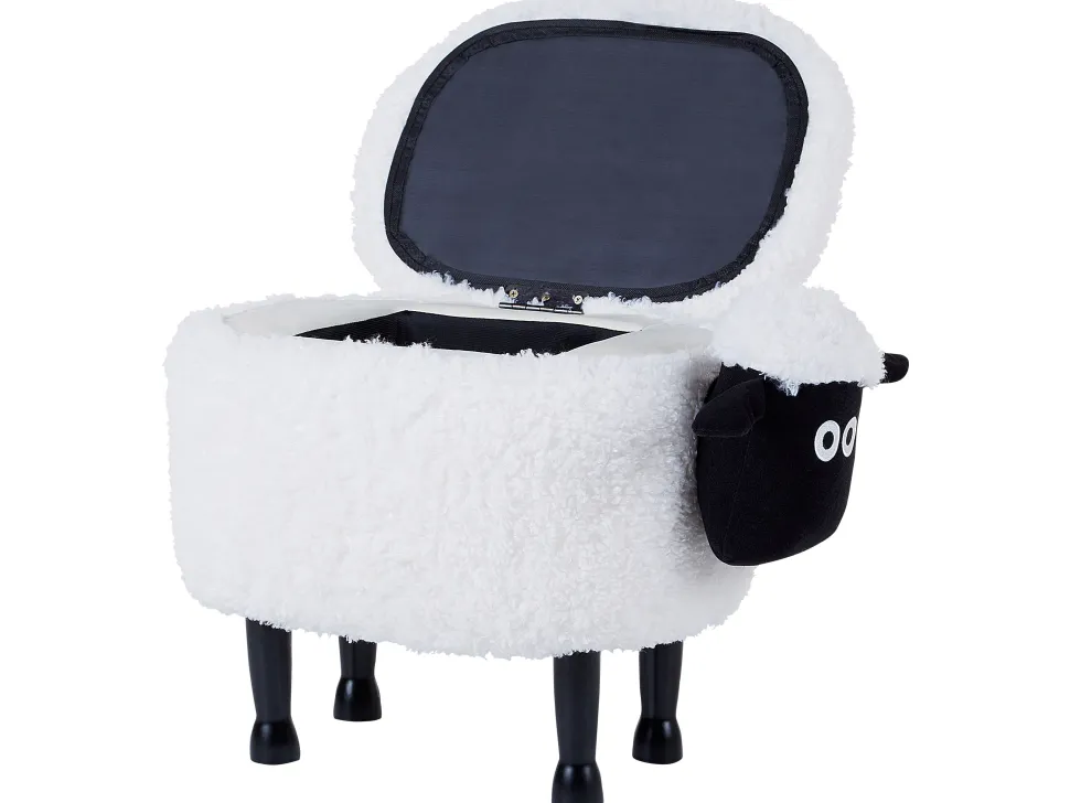 Tamborete Em Tecido Branco Com Arrumação Sheep