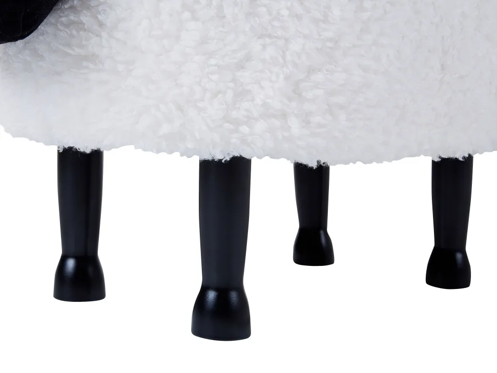 Tamborete Em Tecido Branco Com Arrumação Sheep