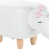 Tamborete Em Tecido Branco Unicorn