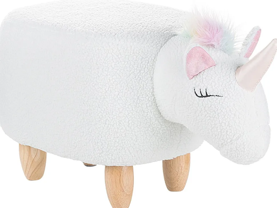 Tamborete Em Tecido Branco Unicorn
