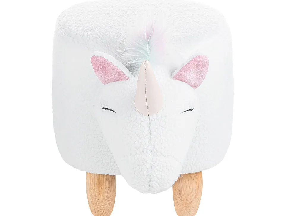Tamborete Em Tecido Branco Unicorn