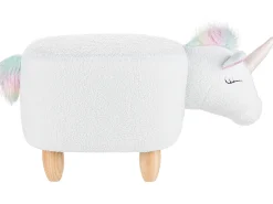 Tamborete Em Tecido Branco Unicorn