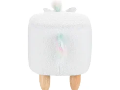 Tamborete Em Tecido Branco Unicorn