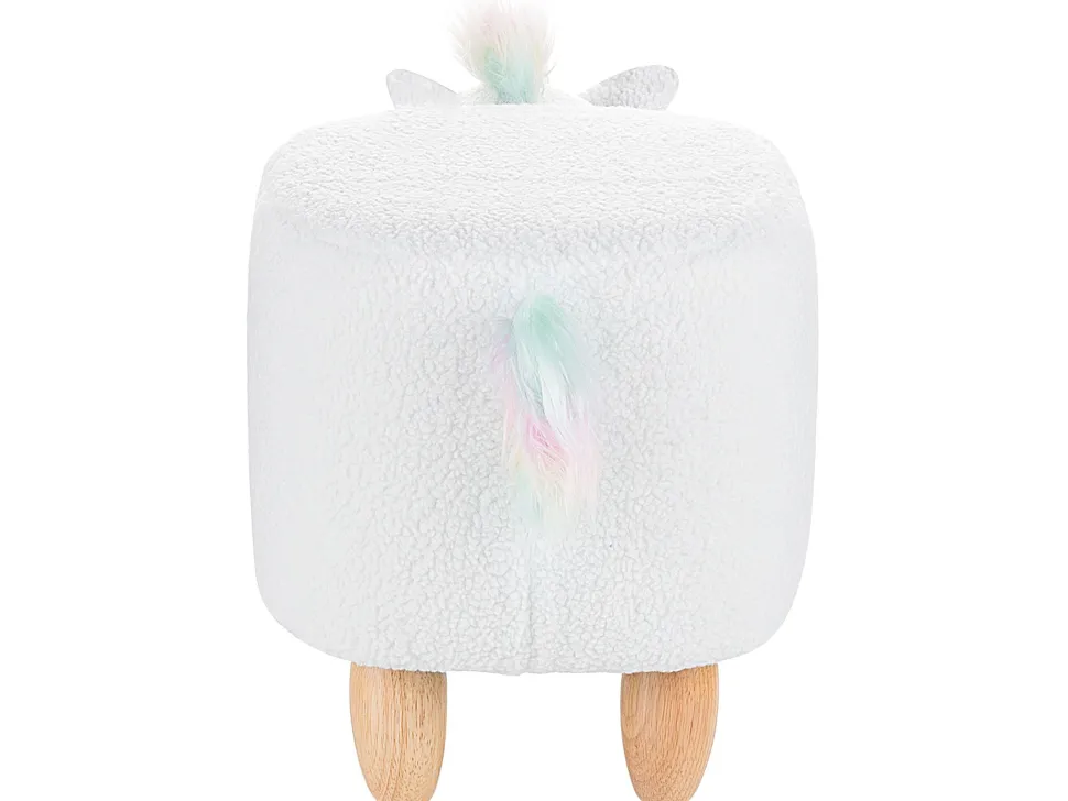 Tamborete Em Tecido Branco Unicorn